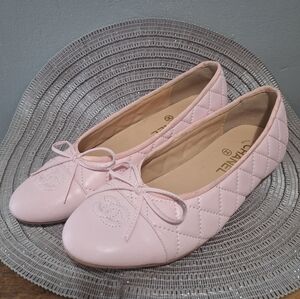 Chanel Pink Quilted Ballet Flats